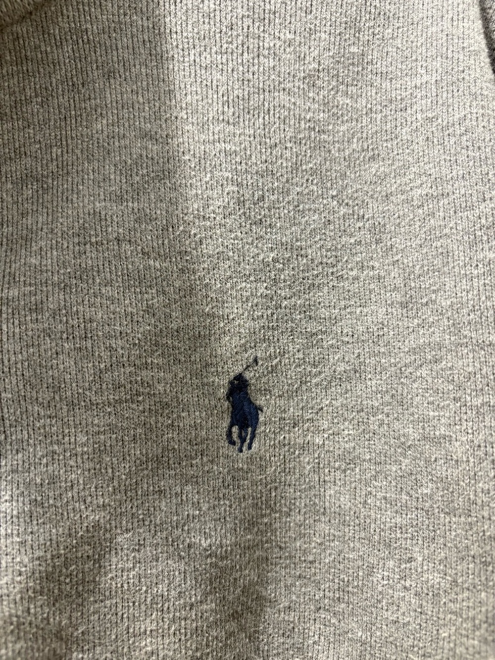 Polo Ralph Lauren Gray Quarter Zip Pullover Navy Embroidered Logo Size Large - Picture 4 of 5